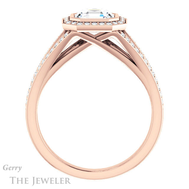 14k Rose Gold Asscher Cut Forever One Engagement Ring Setting #GTJ1184-asscher-fo-r