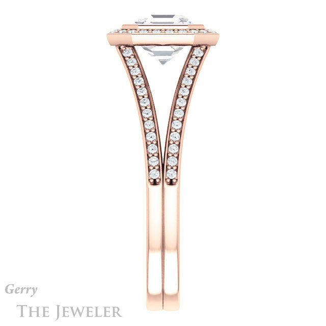 14k Rose Gold Asscher Cut Forever One Engagement Ring Setting #GTJ1184-asscher-fo-r