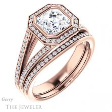 14k Rose Gold Asscher Cut Forever One Engagement Ring Setting #GTJ1184-asscher-fo-r