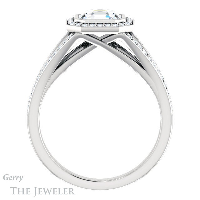 14k White Gold Asscher Cut Forever One Engagement Ring Setting #GTJ1184-asscher-fo-w