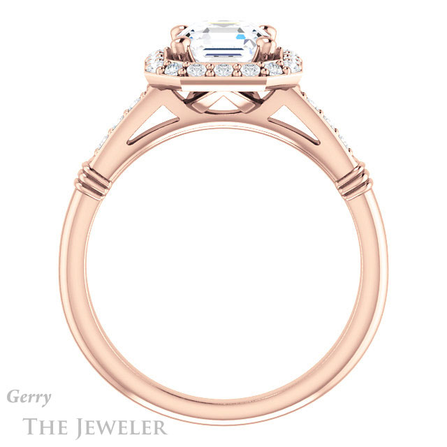 Asscher Cut Forever One Engagement Ring Setting #GTJ1185-asscher-fo-r | Gerry The Jeweler 14k Rose Gold Asscher Cut Forever One Engagement Ring Setting #GTJ1185-asscher-fo-r
