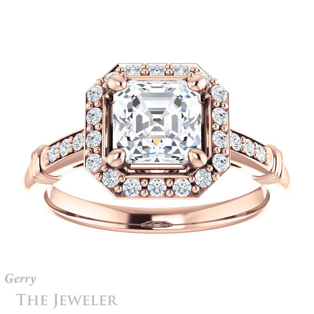 Asscher Cut Forever One Engagement Ring Setting #GTJ1185-asscher-fo-r | Gerry The Jeweler 14k Rose Gold Asscher Cut Forever One Engagement Ring Setting #GTJ1185-asscher-fo-r