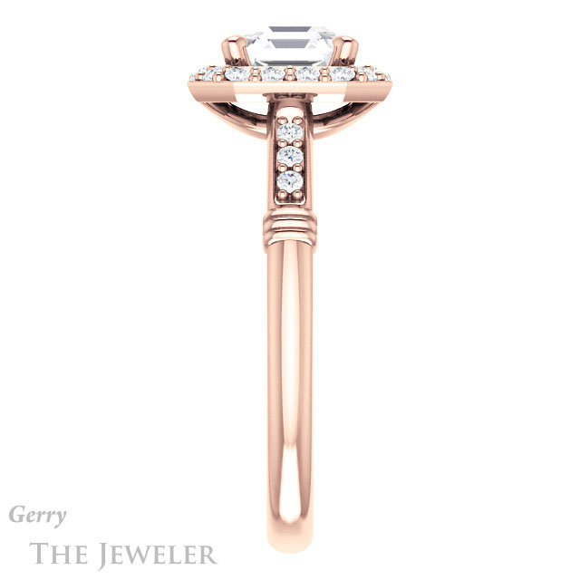 Asscher Cut Forever One Engagement Ring Setting #GTJ1185-asscher-fo-r | Gerry The Jeweler 14k Rose Gold Asscher Cut Forever One Engagement Ring Setting #GTJ1185-asscher-fo-r