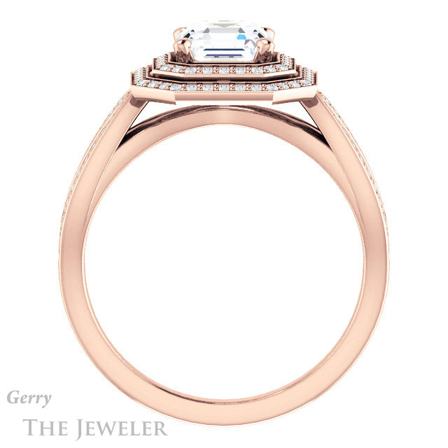 Asscher Cut Forever One Engagement Ring Setting #GTJ1188-asscher-fo-r | Gerry The Jeweler 14k Rose Gold Asscher Cut Forever One Engagement Ring Setting #GTJ1188-asscher-fo-r
