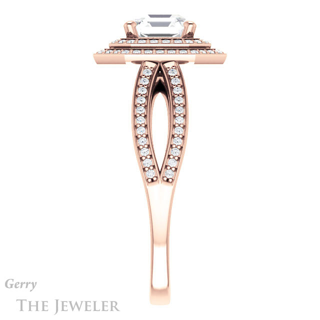 Asscher Cut Forever One Engagement Ring Setting #GTJ1188-asscher-fo-r | Gerry The Jeweler 14k Rose Gold Asscher Cut Forever One Engagement Ring Setting #GTJ1188-asscher-fo-r