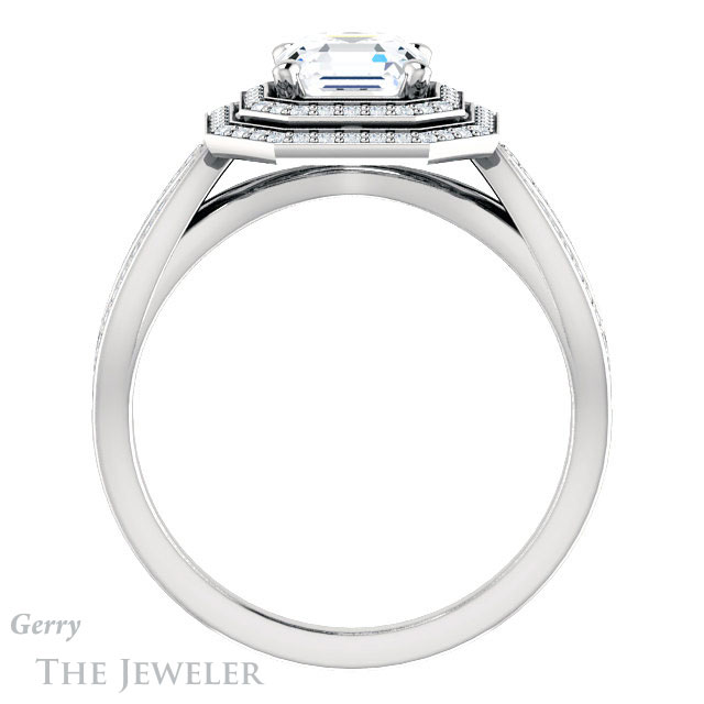 Asscher Cut Forever One Engagement Ring Setting #GTJ1188-asscher-fo-w | Gerry The Jeweler 14k White Gold Asscher Cut Forever One Engagement Ring Setting #GTJ1188-asscher-fo-w