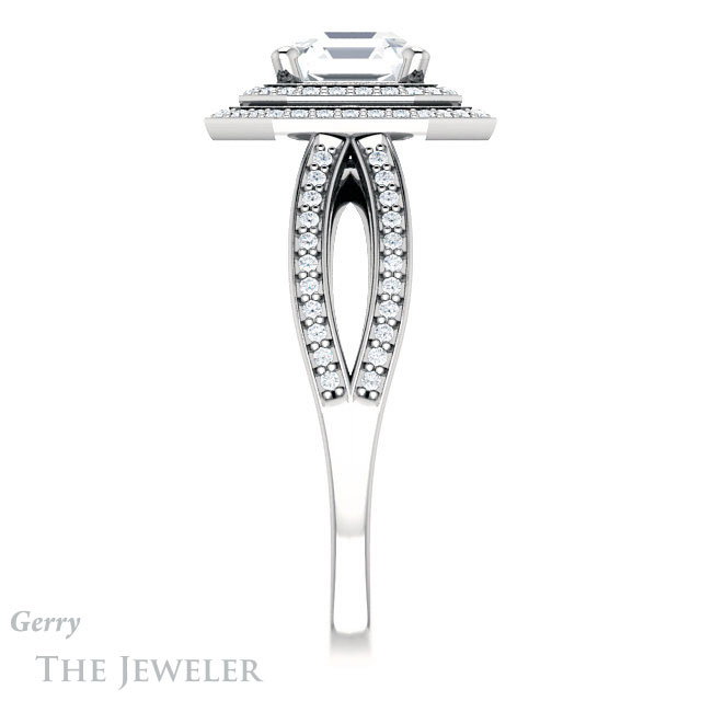 Asscher Cut Forever One Engagement Ring Setting #GTJ1188-asscher-fo-w | Gerry The Jeweler 14k White Gold Asscher Cut Forever One Engagement Ring Setting #GTJ1188-asscher-fo-w