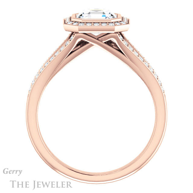 14k Rose Gold Asscher Cut Forever One Engagement Ring Setting #GTJ1190-asscher-fo-r
