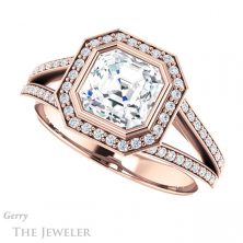 14k Rose Gold Asscher Cut Forever One Engagement Ring Setting #GTJ1190-asscher-fo-r