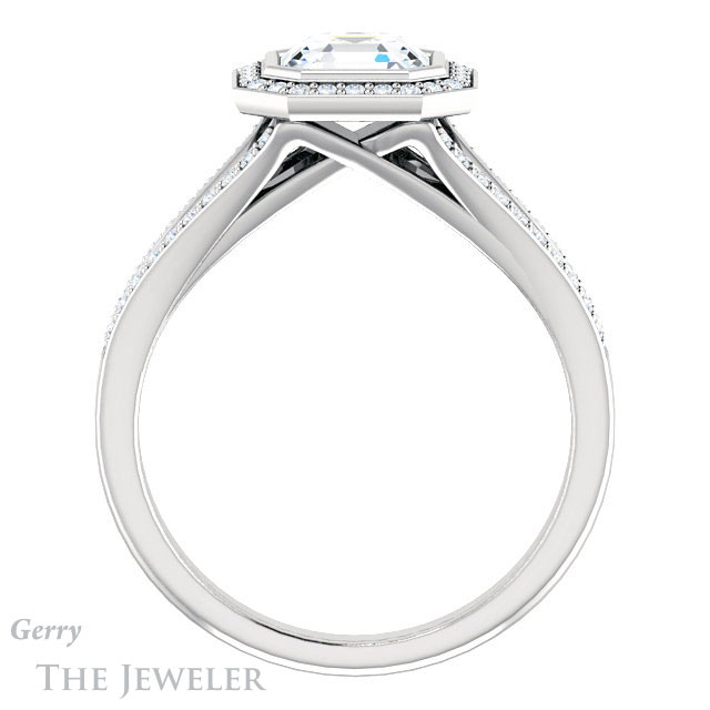 14k White Gold Asscher Cut Forever One Engagement Ring Setting #GTJ1190-asscher-fo-w