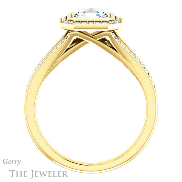 14k Yellow Gold Asscher Cut Forever One Engagement Ring Setting #GTJ1190-asscher-fo-y
