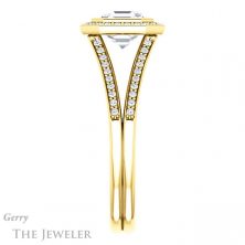 14k Yellow Gold Asscher Cut Forever One Engagement Ring Setting #GTJ1190-asscher-fo-y