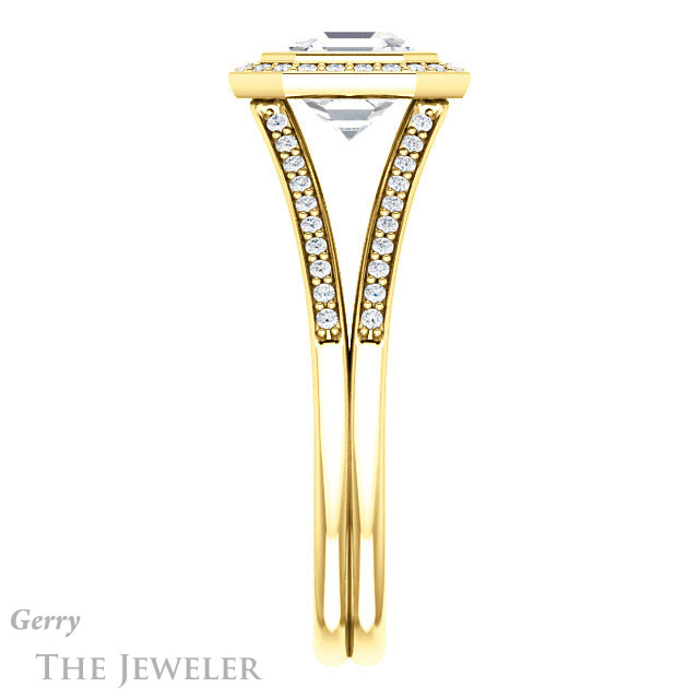 14k Yellow Gold Asscher Cut Forever One Engagement Ring Setting #GTJ1190-asscher-fo-y