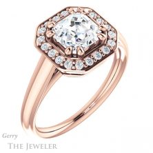 14k Rose Gold Asscher Cut Forever One Engagement Ring Setting #GTJ1191-asscher-fo-r