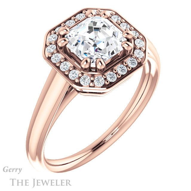 14k Rose Gold Asscher Cut Forever One Engagement Ring Setting #GTJ1191-asscher-fo-r
