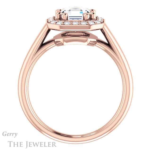 14k Rose Gold Asscher Cut Forever One Engagement Ring Setting #GTJ1191-asscher-fo-r
