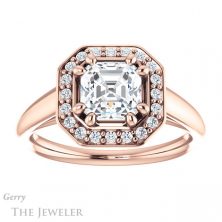 14k Rose Gold Asscher Cut Forever One Engagement Ring Setting #GTJ1191-asscher-fo-r