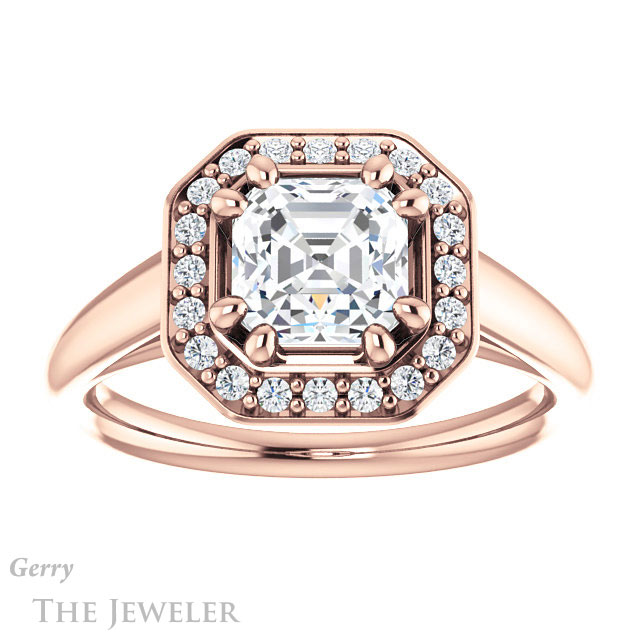 14k Rose Gold Asscher Cut Forever One Engagement Ring Setting #GTJ1191-asscher-fo-r