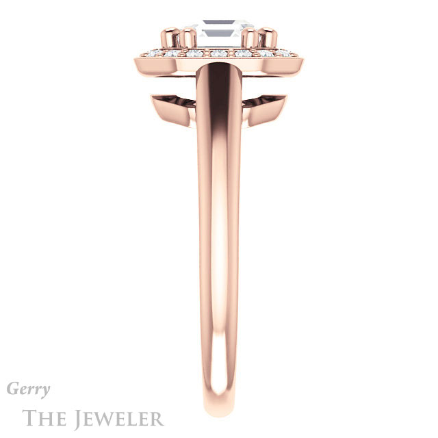 14k Rose Gold Asscher Cut Forever One Engagement Ring Setting #GTJ1191-asscher-fo-r