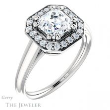 14k White Gold Asscher Cut Forever One Engagement Ring Setting #GTJ1191-asscher-fo-w