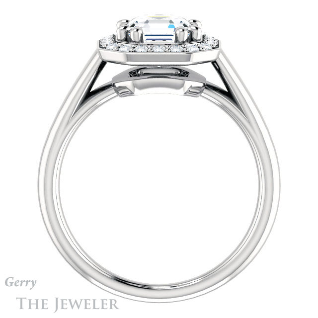 14k White Gold Asscher Cut Forever One Engagement Ring Setting #GTJ1191-asscher-fo-w