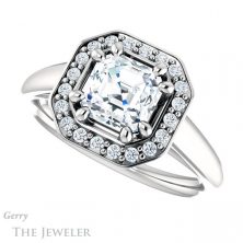 14k White Gold Asscher Cut Forever One Engagement Ring Setting #GTJ1191-asscher-fo-w