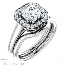 14k White Gold Asscher Cut Forever One Engagement Ring Setting #GTJ1191-asscher-fo-w