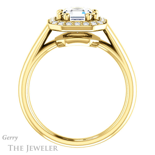 14k Yellow Gold Asscher Cut Forever One Engagement Ring Setting #GTJ1191-asscher-fo-y