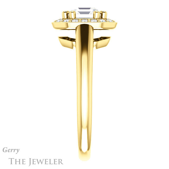 14k Yellow Gold Asscher Cut Forever One Engagement Ring Setting #GTJ1191-asscher-fo-y