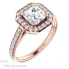 14k Rose Gold Asscher Cut Forever One Engagement Ring Setting #GTJ1192-asscher-fo-r