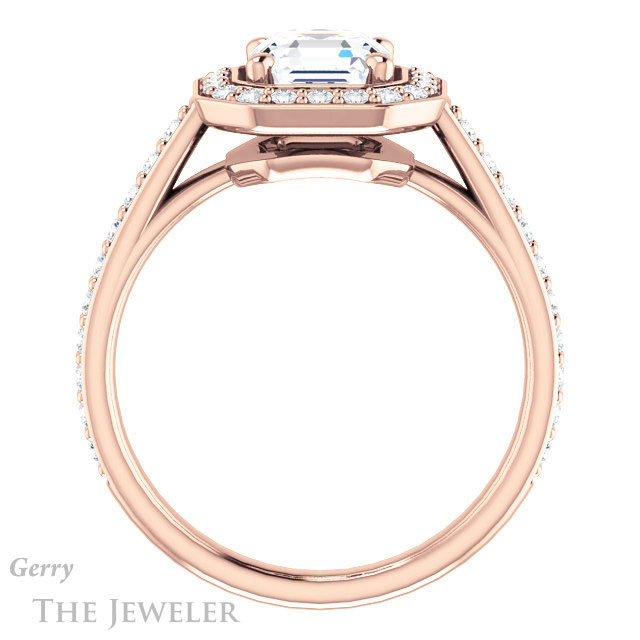 14k Rose Gold Asscher Cut Forever One Engagement Ring Setting #GTJ1192-asscher-fo-r