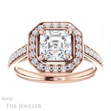 14k Rose Gold Asscher Cut Forever One Engagement Ring Setting #GTJ1192-asscher-fo-r