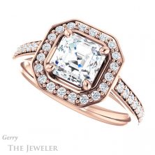 14k Rose Gold Asscher Cut Forever One Engagement Ring Setting #GTJ1192-asscher-fo-r