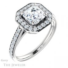 14k White Gold Asscher Cut Forever One Engagement Ring Setting #GTJ1192-asscher-fo-w