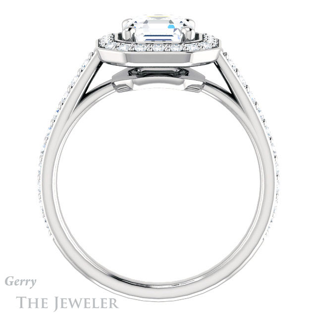 14k White Gold Asscher Cut Forever One Engagement Ring Setting #GTJ1192-asscher-fo-w