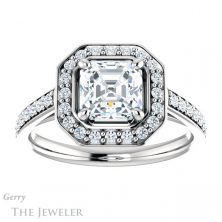 14k White Gold Asscher Cut Forever One Engagement Ring Setting #GTJ1192-asscher-fo-w
