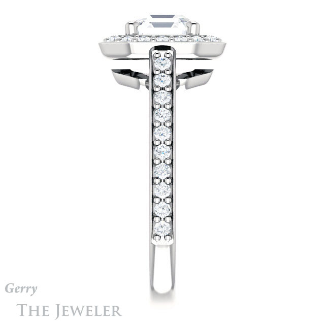 14k White Gold Asscher Cut Forever One Engagement Ring Setting #GTJ1192-asscher-fo-w