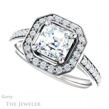 14k White Gold Asscher Cut Forever One Engagement Ring Setting #GTJ1192-asscher-fo-w