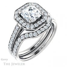 14k White Gold Asscher Cut Forever One Engagement Ring Setting #GTJ1192-asscher-fo-w