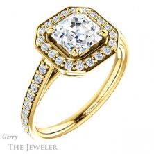 14k Yellow Gold Asscher Cut Forever One Engagement Ring Setting #GTJ1192-asscher-fo-y