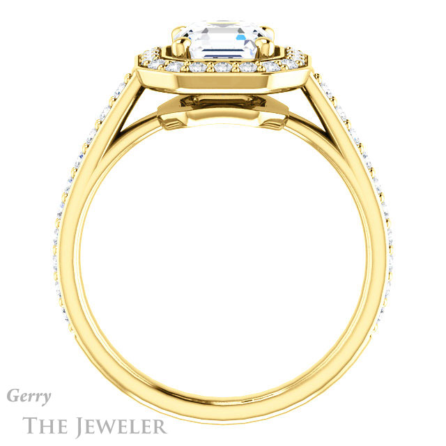 14k Yellow Gold Asscher Cut Forever One Engagement Ring Setting #GTJ1192-asscher-fo-y