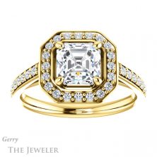 14k Yellow Gold Asscher Cut Forever One Engagement Ring Setting #GTJ1192-asscher-fo-y