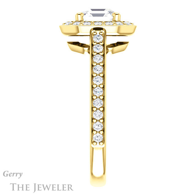 14k Yellow Gold Asscher Cut Forever One Engagement Ring Setting #GTJ1192-asscher-fo-y