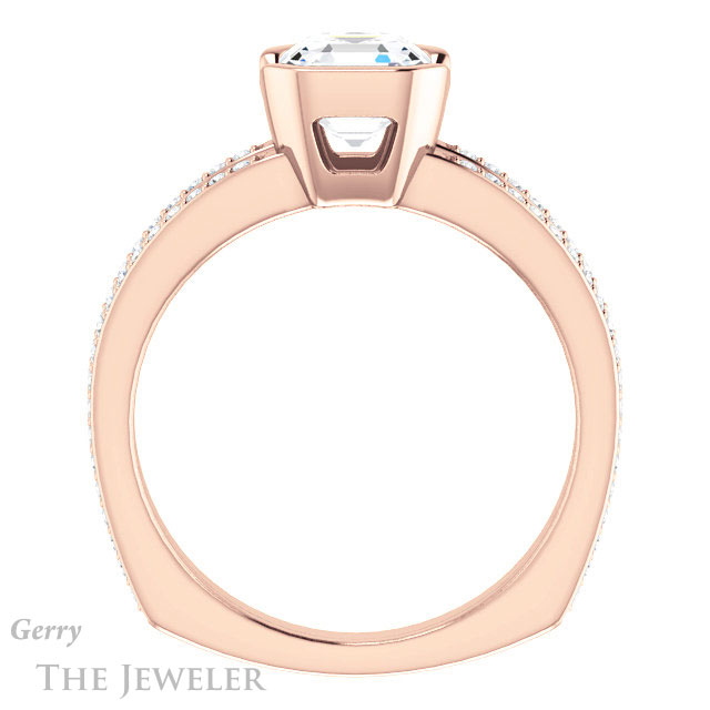 14k Rose Gold Asscher Cut Forever One Engagement Ring Setting #GTJ1193-asscher-fo-r 2 14k Rose Gold Asscher Cut Forever One Engagement Ring Setting #GTJ1193-asscher-fo-r