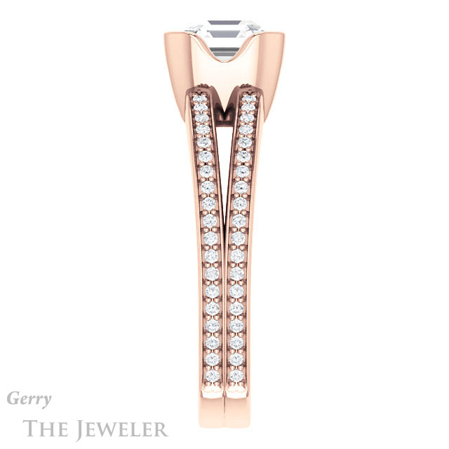 14k Rose Gold Asscher Cut Forever One Engagement Ring Setting #GTJ1193-asscher-fo-r 3 14k Rose Gold Asscher Cut Forever One Engagement Ring Setting #GTJ1193-asscher-fo-r