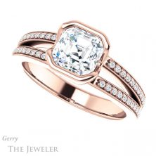 14k Rose Gold Asscher Cut Forever One Engagement Ring Setting #GTJ1193-asscher-fo-r 5 14k Rose Gold Asscher Cut Forever One Engagement Ring Setting #GTJ1193-asscher-fo-r