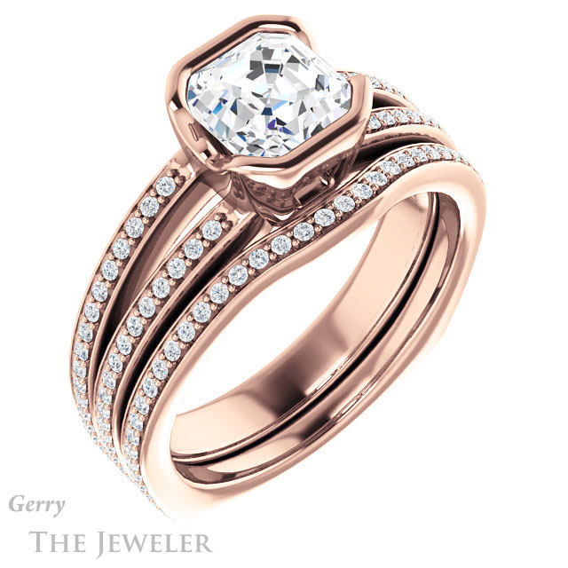 14k Rose Gold Asscher Cut Forever One Engagement Ring Setting #GTJ1193-asscher-fo-r 6 14k Rose Gold Asscher Cut Forever One Engagement Ring Setting #GTJ1193-asscher-fo-r