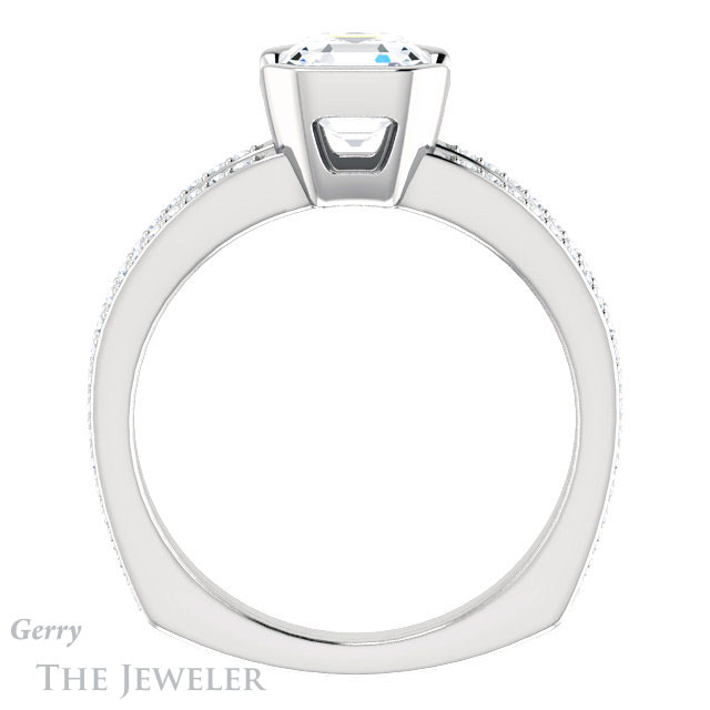 14k White Gold Asscher Cut Forever One Engagement Ring Setting #GTJ1193-asscher-fo-w