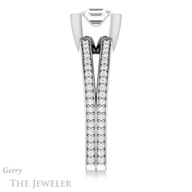 14k White Gold Asscher Cut Forever One Engagement Ring Setting #GTJ1193-asscher-fo-w 3 14k White Gold Asscher Cut Forever One Engagement Ring Setting #GTJ1193-asscher-fo-w