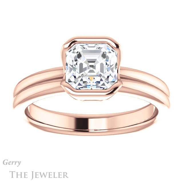 14k Rose Gold Asscher Cut Forever One Engagement Ring Setting #GTJ1194-asscher-fo-r